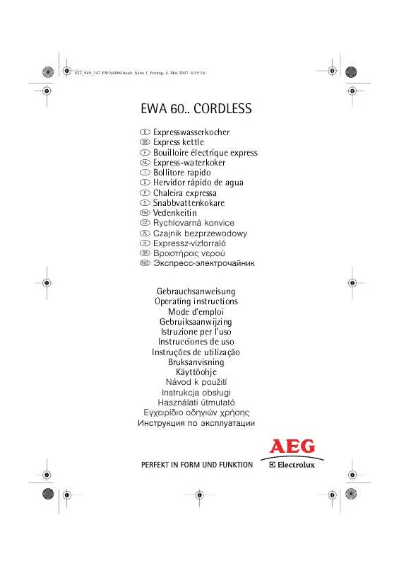 Mode d'emploi AEG-ELECTROLUX EWA 6000