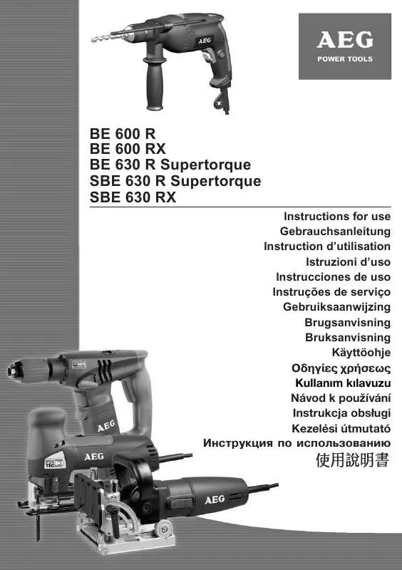 Mode d'emploi AEG-ELECTROLUX SBE 630 R SUPERTORQUE