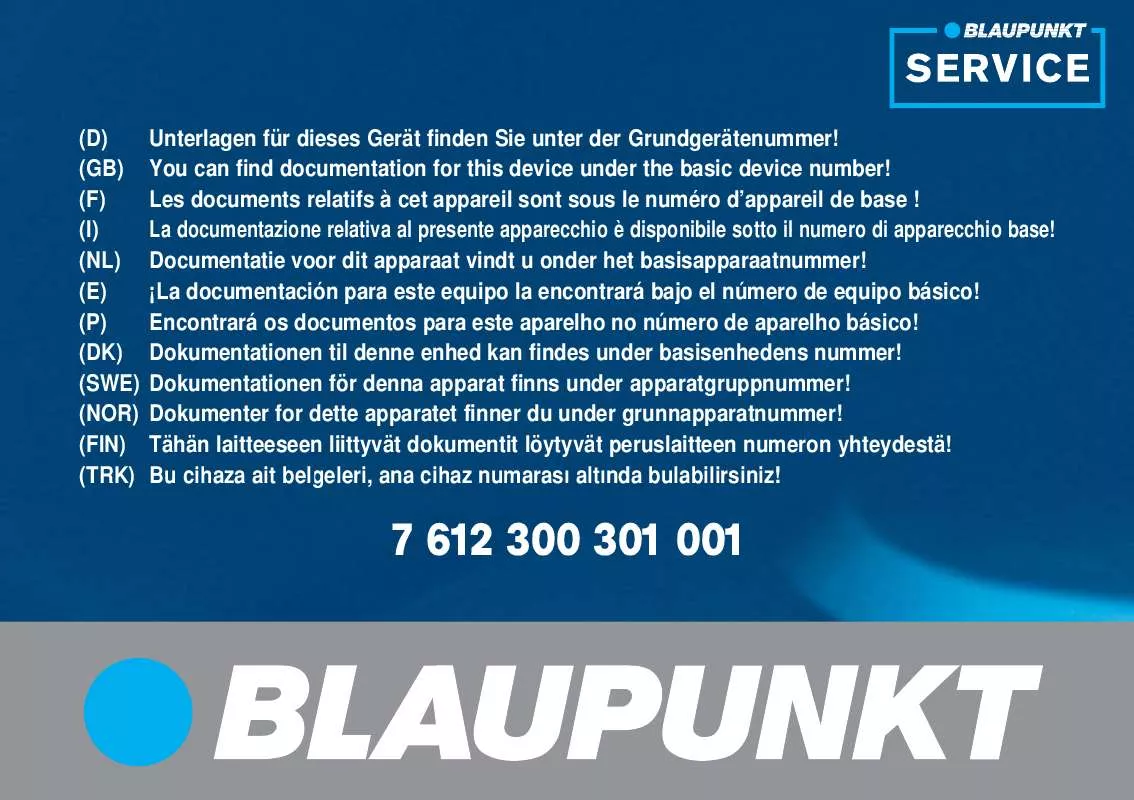 Mode d'emploi BLAUPUNKT TP E1 R D/NL/FR O.CD