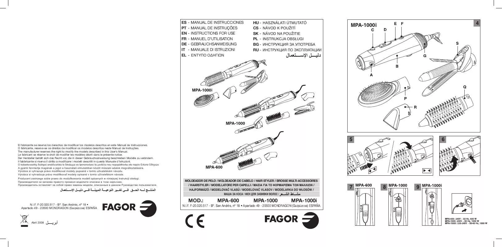 Mode d'emploi FAGOR MPA-600