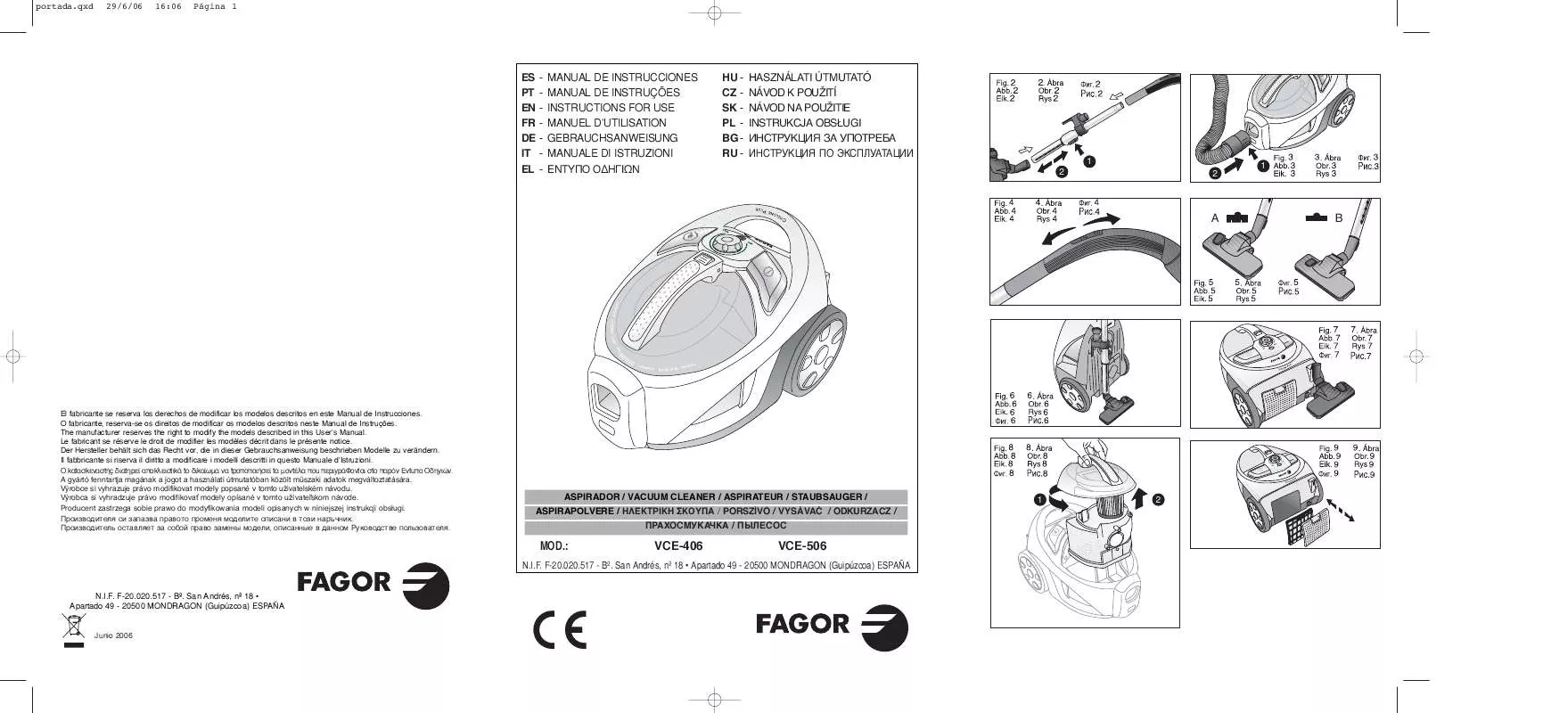 Mode d'emploi FAGOR VCE-406