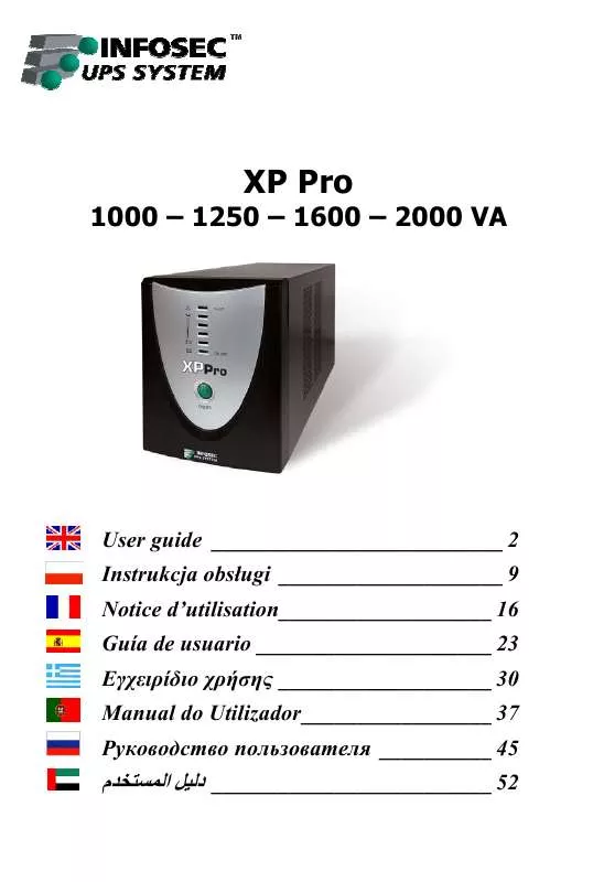Mode d'emploi INFOSEC XP PRO 1250 VA