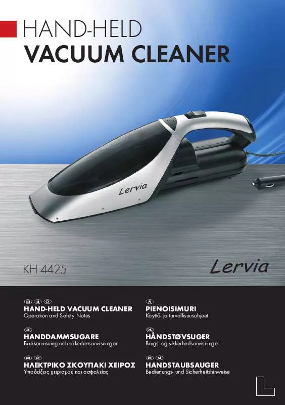 Mode d'emploi LERVIA KH 4425 HAND-HELD VACUUM CLEANER