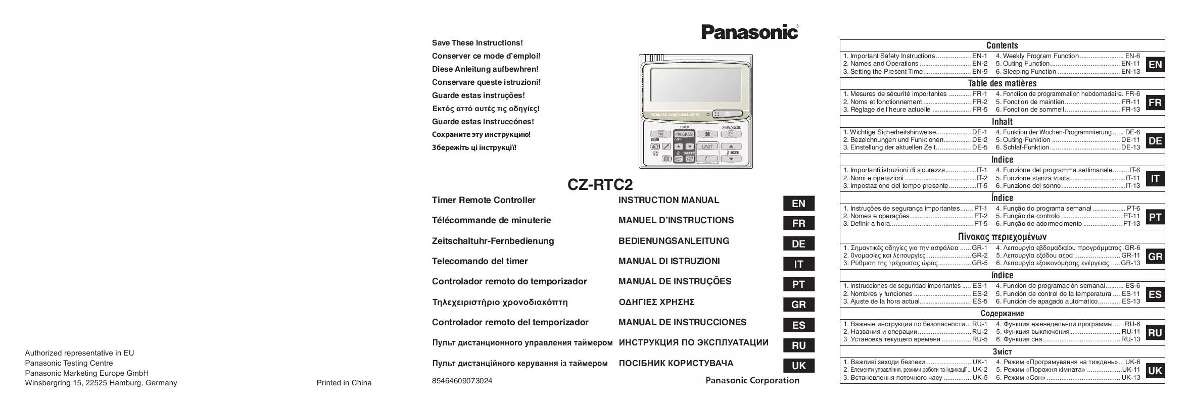 Mode d'emploi PANASONIC CZ-RTC2
