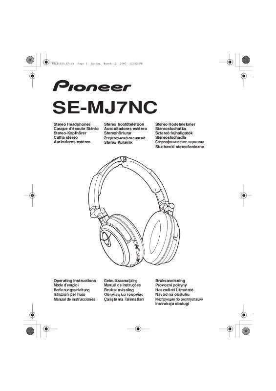 Mode d'emploi PIONEER SE-MJ7NC
