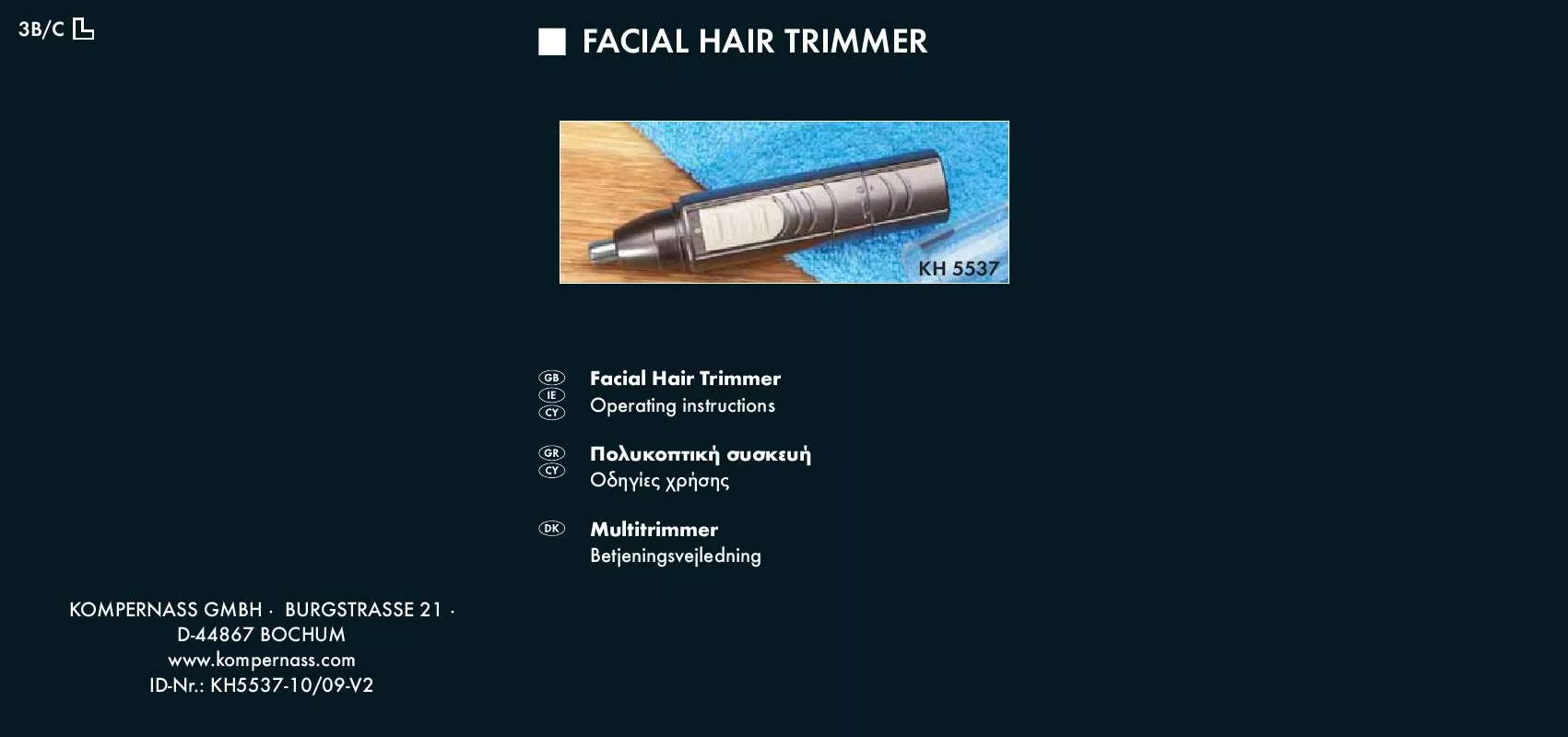 Mode d'emploi SILVERCREST KH 5537 FACIAL HAIR TRIMMER