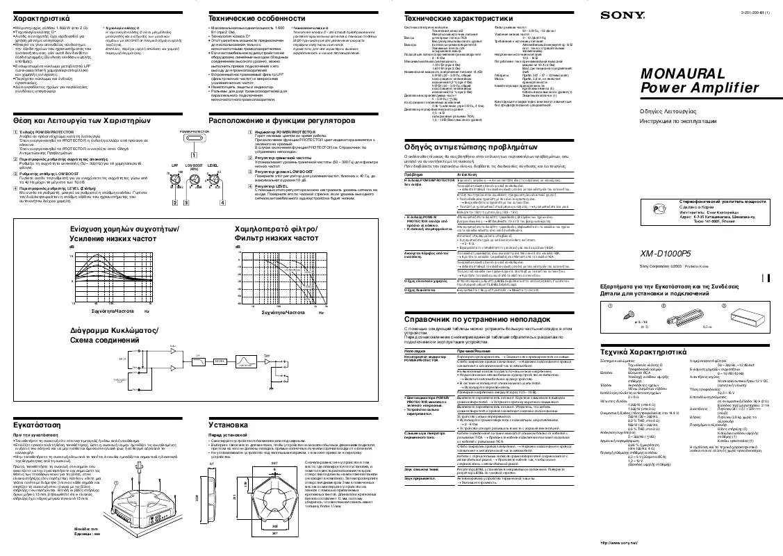Mode d'emploi SONY XM-D1000P5