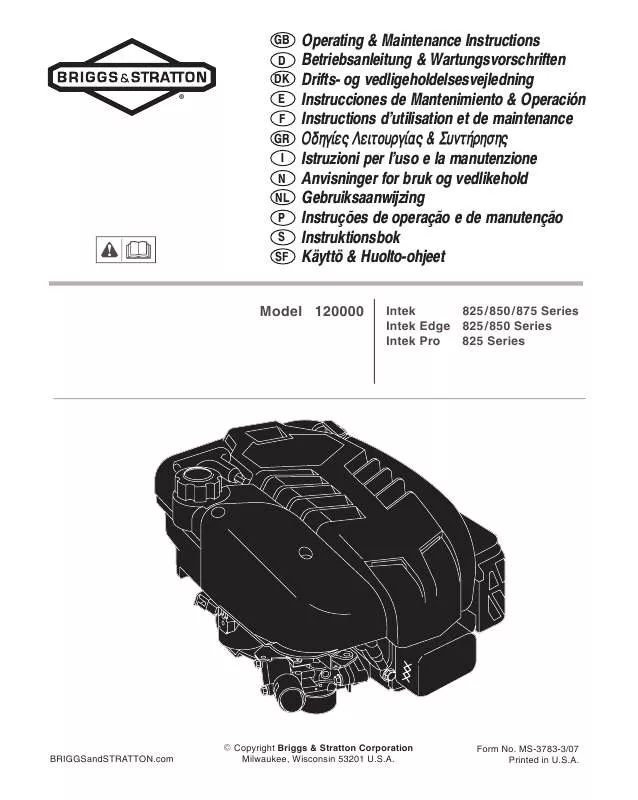 Mode d'emploi BRIGGS & STRATTON 111600