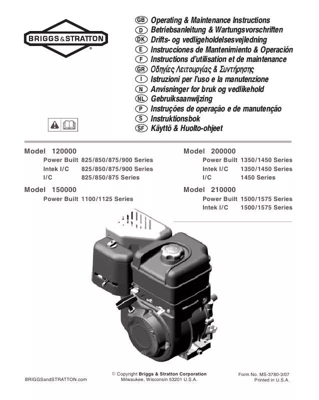 Mode d'emploi BRIGGS & STRATTON 113400