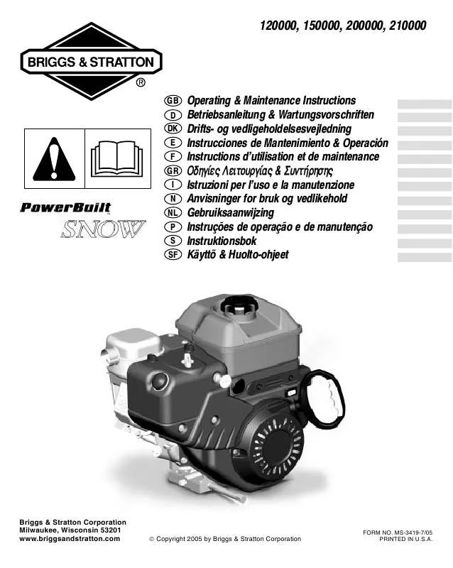 Mode d'emploi BRIGGS & STRATTON 12C100