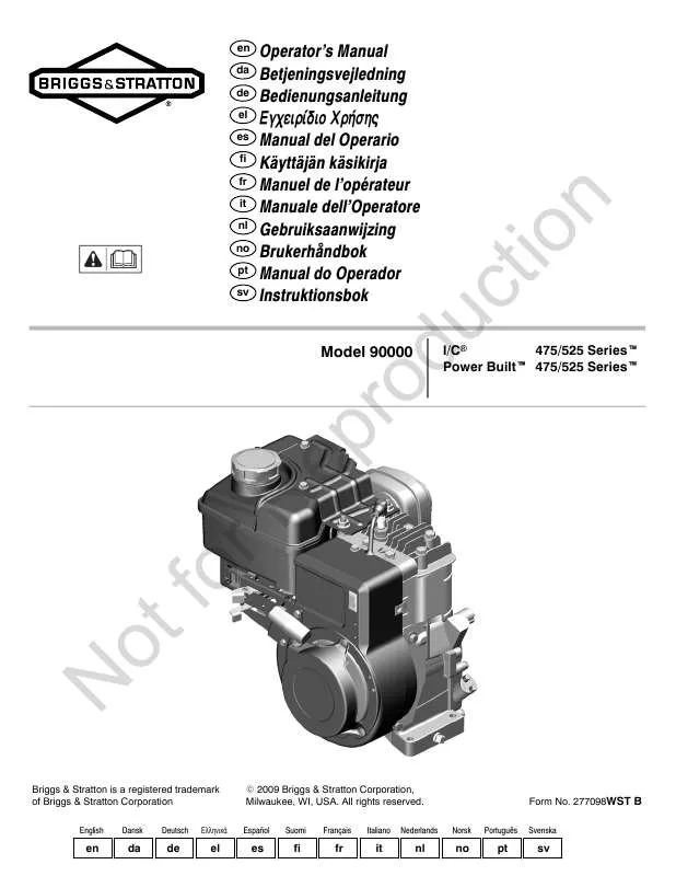 Mode d'emploi BRIGGS & STRATTON 92200