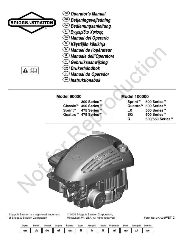 Mode d'emploi BRIGGS & STRATTON 95900