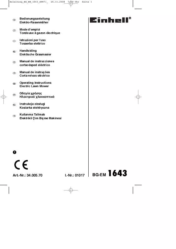 Mode d'emploi EINHELL BG-EM 1643