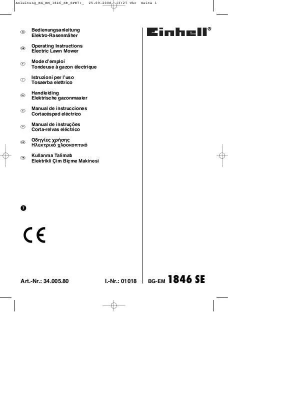 Mode d'emploi EINHELL BG-EM 1846 SE