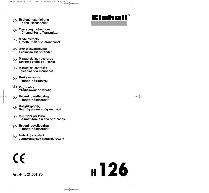 Mode d'emploi EINHELL H126