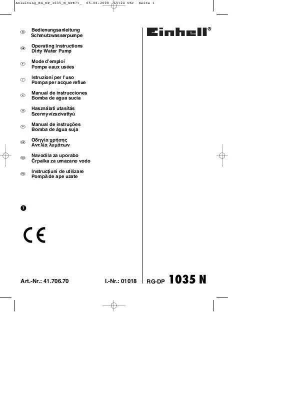 Mode d'emploi EINHELL RG-DP 1035 N