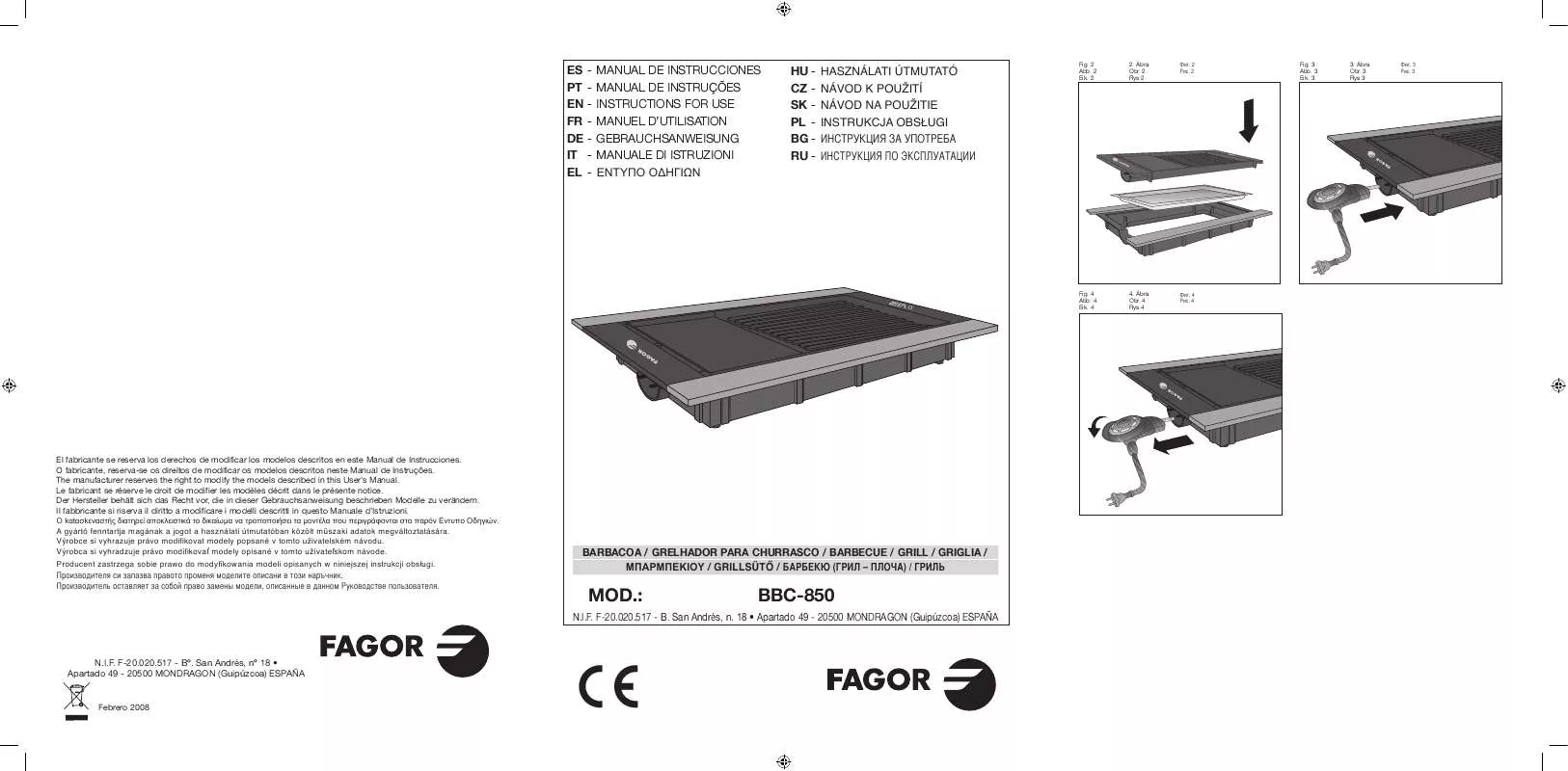 Mode d'emploi FAGOR BBC-850