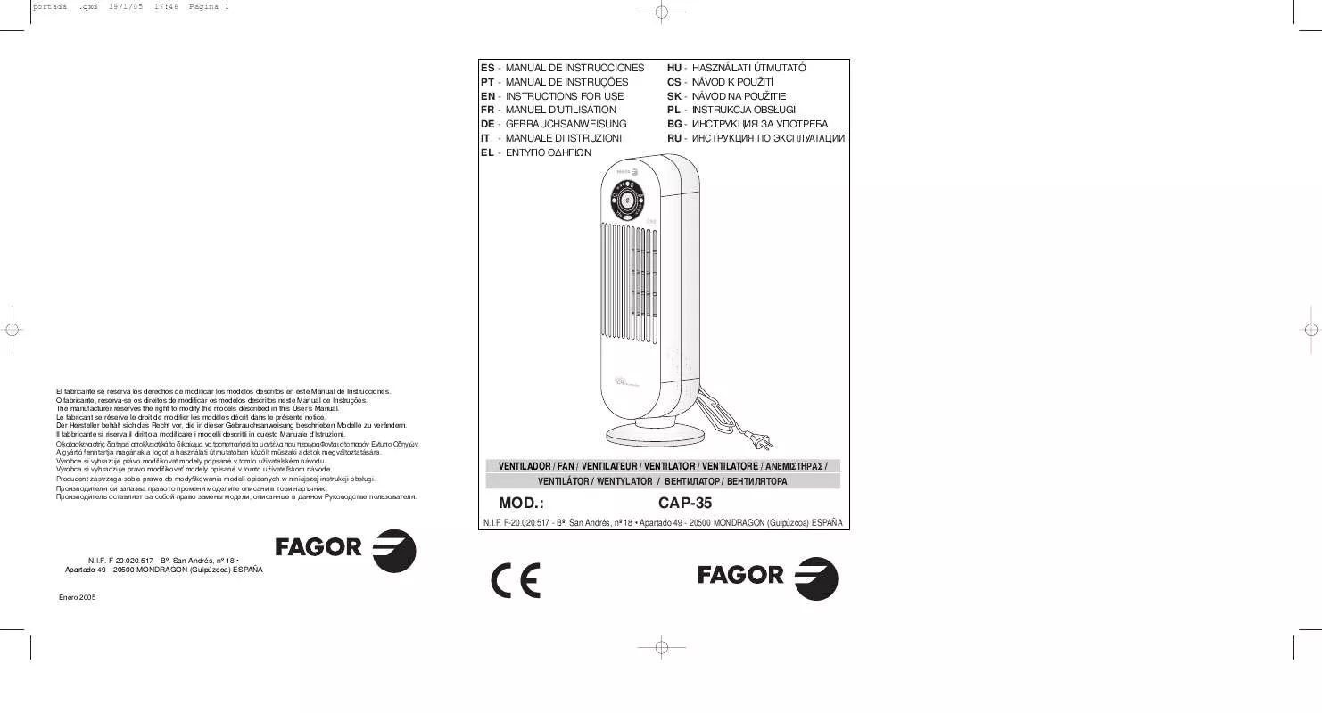 Mode d'emploi FAGOR CAP-35I