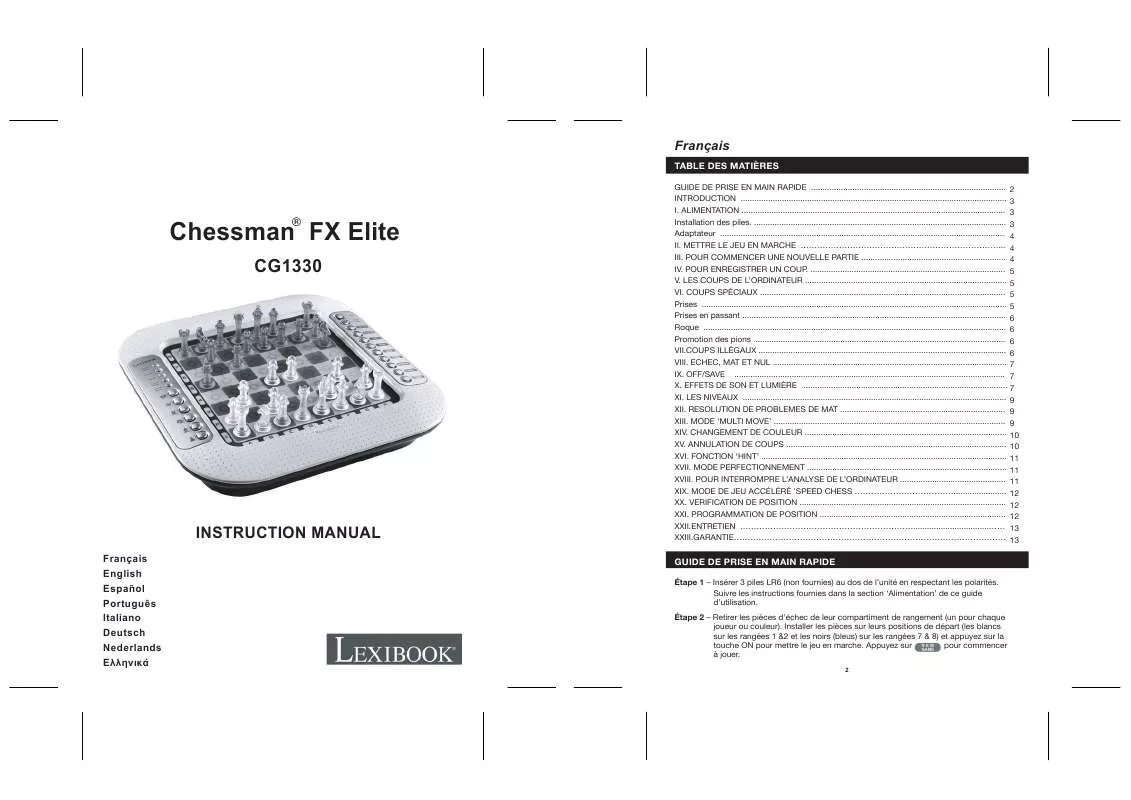 Mode d'emploi LEXIBOOK CHESSMAN FX ELITE