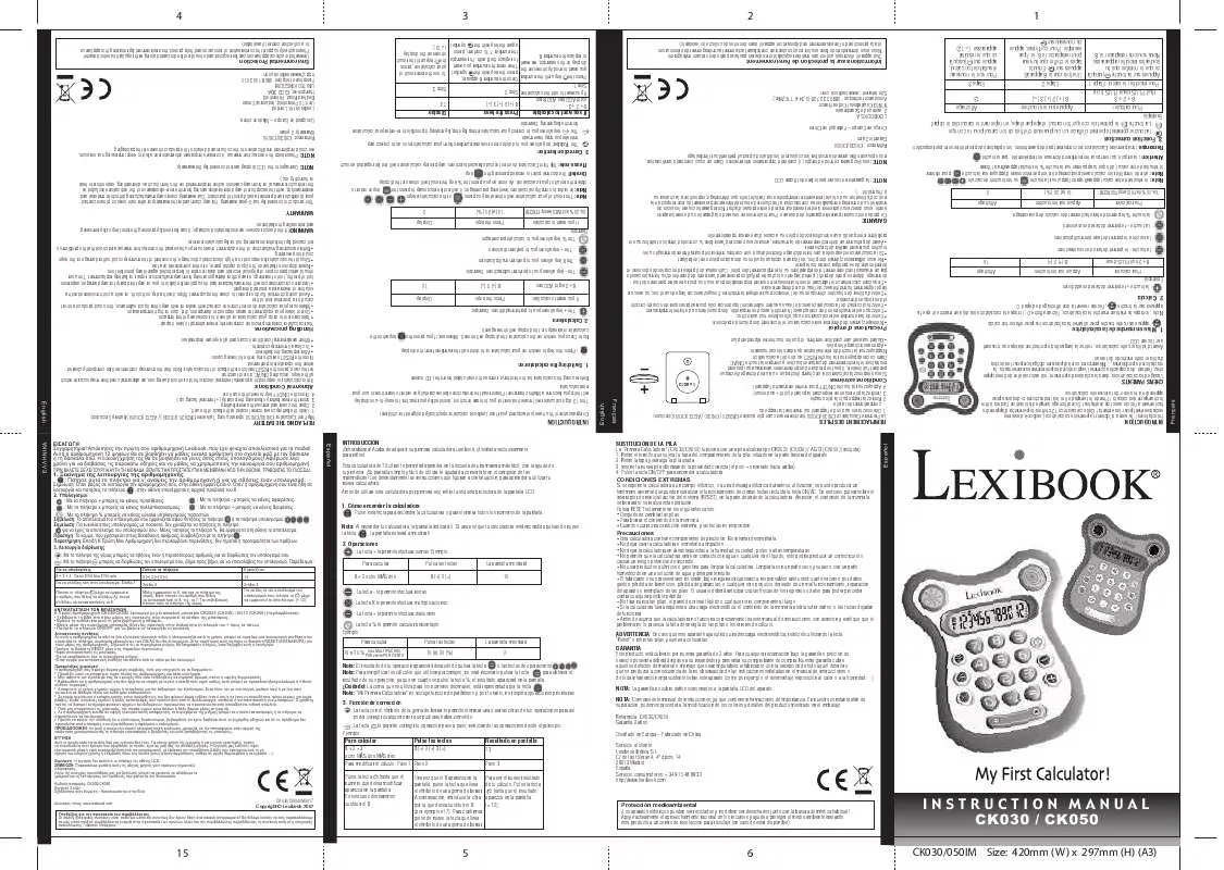 Mode d'emploi LEXIBOOK CK050