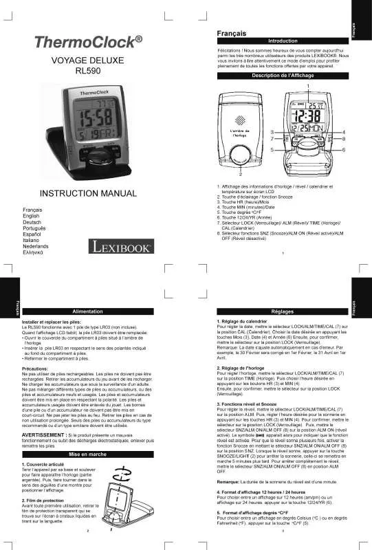 Mode d'emploi LEXIBOOK RL590