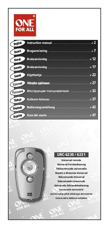 Mode d'emploi ONEFORALL URC 6231