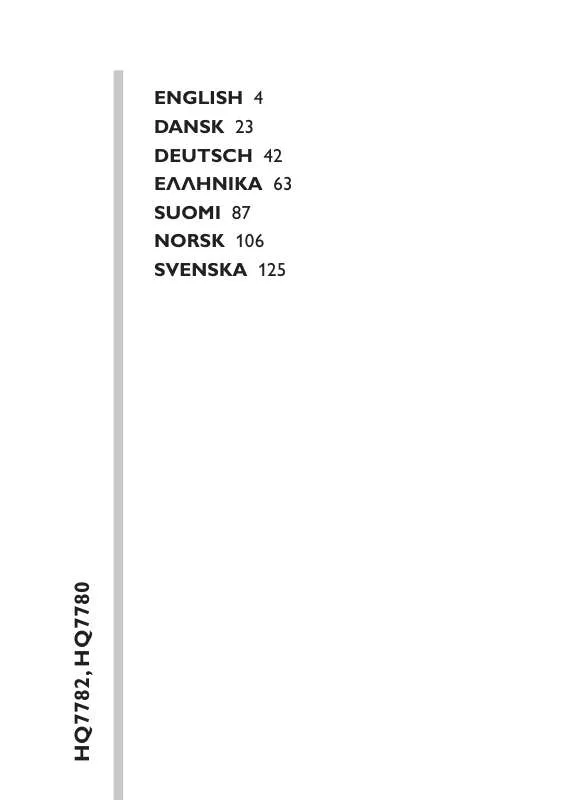 Mode d'emploi PHILIPS HQ7782