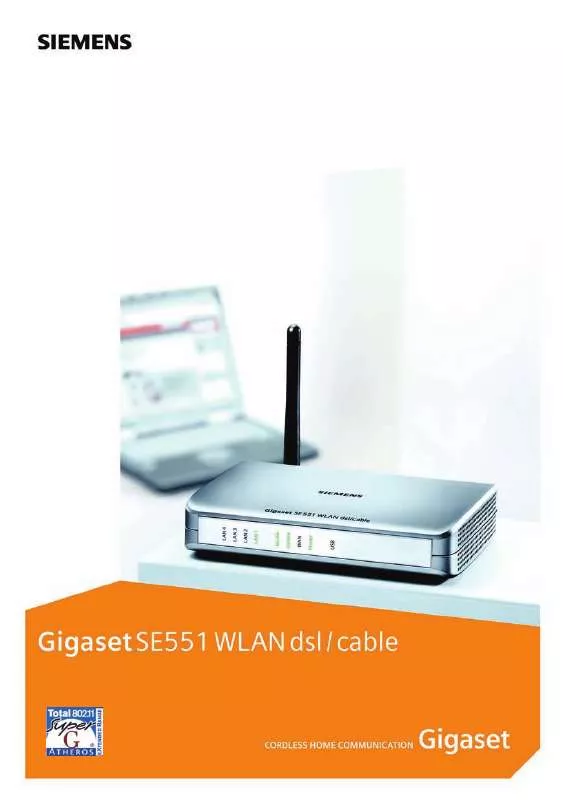 Mode d'emploi SIEMENS GIGASET SE551 DSL/CABLE