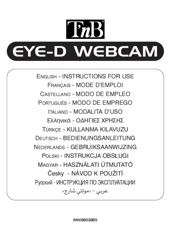 Mode d'emploi TNB EYE-D WEBCAM