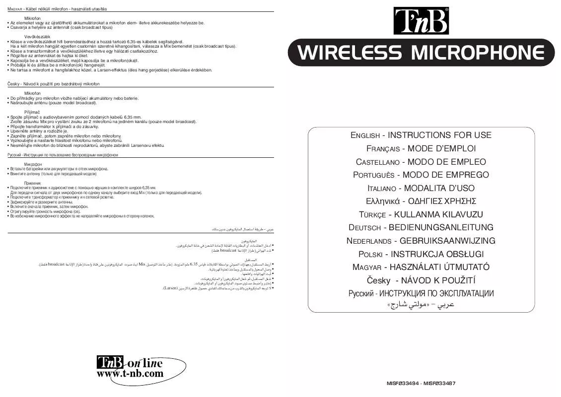 Mode d'emploi TNB MISF033494