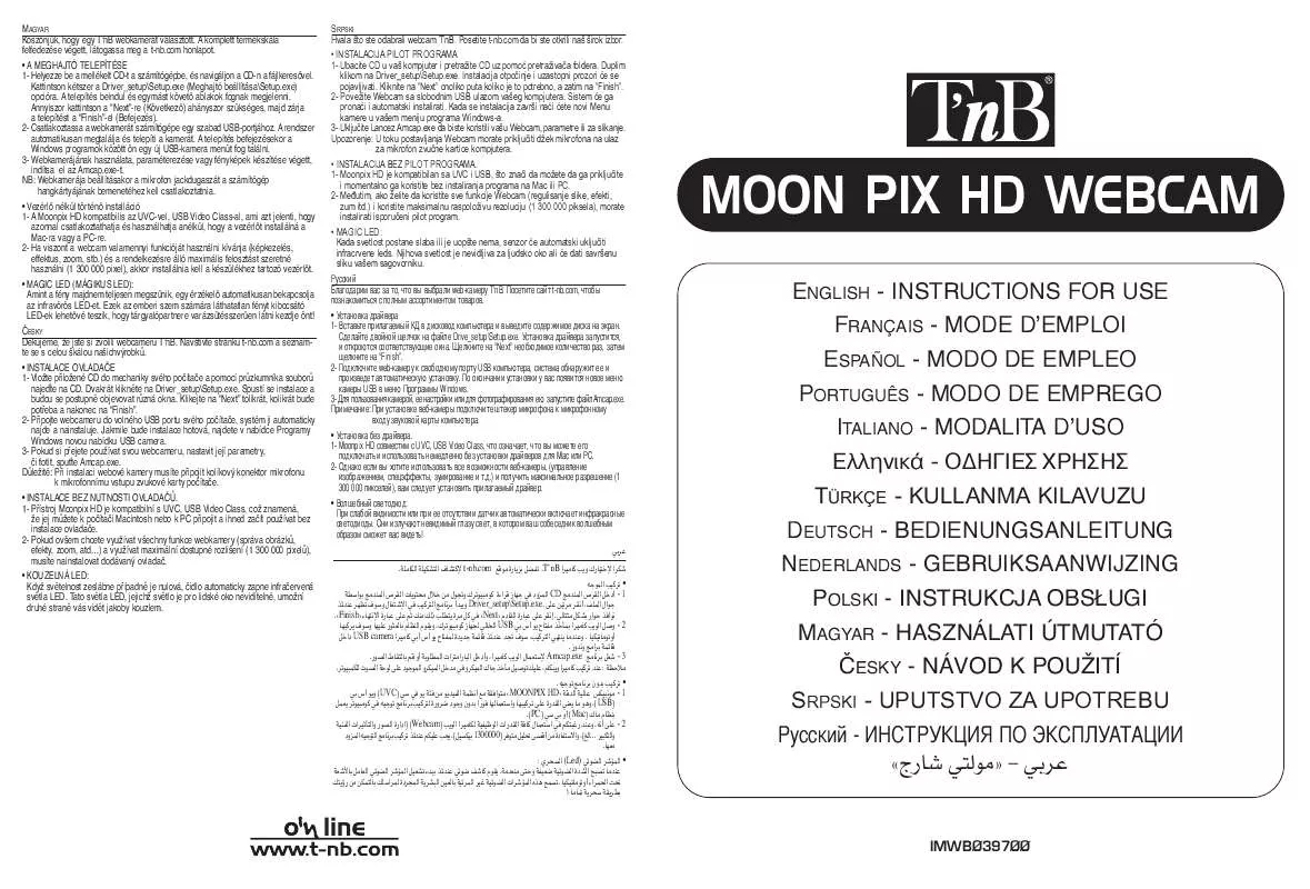 Mode d'emploi TNB MOON PIX HD WEBCAM