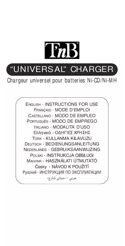 Mode d'emploi TNB UNIVERSAL CHARGER